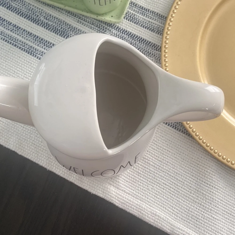 Rae Dunn Ceramic Watering Can WELCOME Vase Décor
